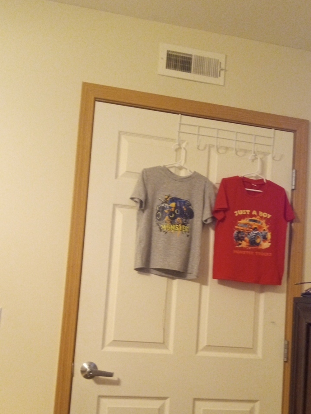 Kids' Red And Gray 'Just A Boy' Monster Truck T‑Shirt Set